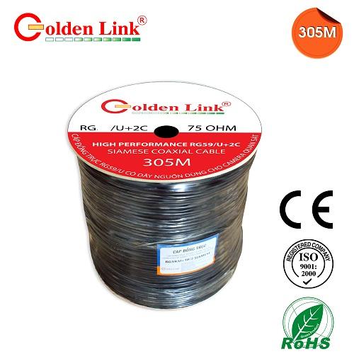 Cáp Camera Goldenlink RG6+2C - Cuộn 300M (1.000M không nhiễu)