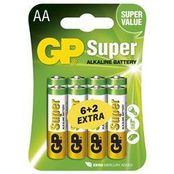 PIN GP Super Alkaline AA 8 cell card pack