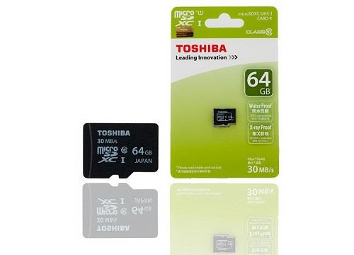 Thẻ nhớ Micro SD Toshiba 64G bảo hành 3 năm BOX  xanh thẻ nhỏ(C10) 100M