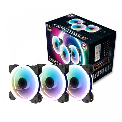Fan Case Xigmatek GALAXY ELITE - EN40254 - (CY120RGB X 3) : 2 SIDE RING (PACK x3, CONTROLLER, POWER HUB)