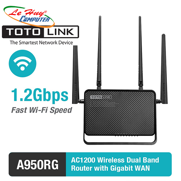 Thiết bị mạng - Router Totolink Băng Tầng Kép AC1200  A950RG - Hàng Chính Hãng