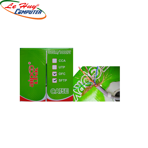 CÁP MẠNG Aipoolink S-FTP OFC CAT5e - Siêu chống nhiễu Đồng 100% - Màu Xám