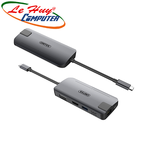 MTP HUB TYPE-C -> USB 3.0 + HDMI + VGA + LAN UNITEK (Y-DK 09016GY)