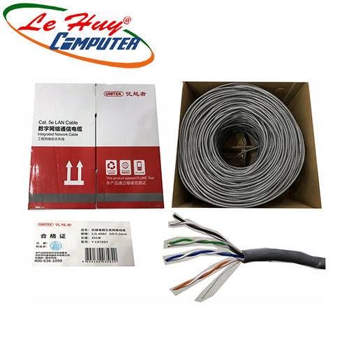 CÁP UTP CAT 5E 0.48BC OD5.0MM 305M UNITEK (Y-C 876GY)