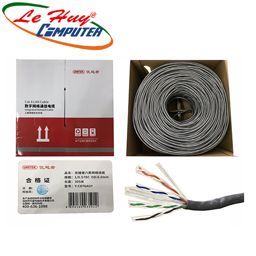 CÁP UTP CAT 6E 0.57BC OD6.0MM 305M UNITEK (Y-C 876AGY)