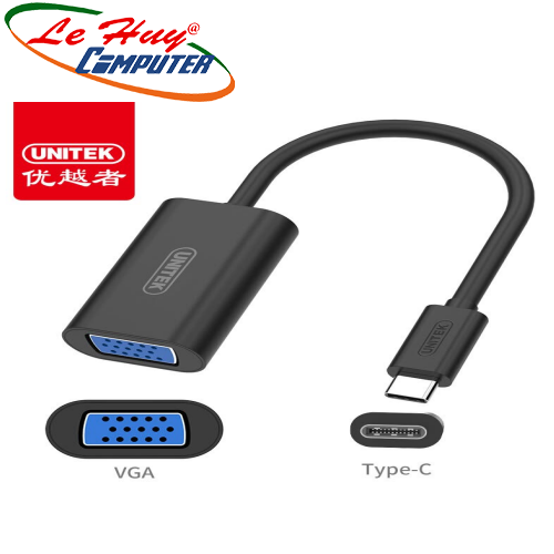 Cáp Type-C -> VGA (L) Unitek  (Y - 6318BK)