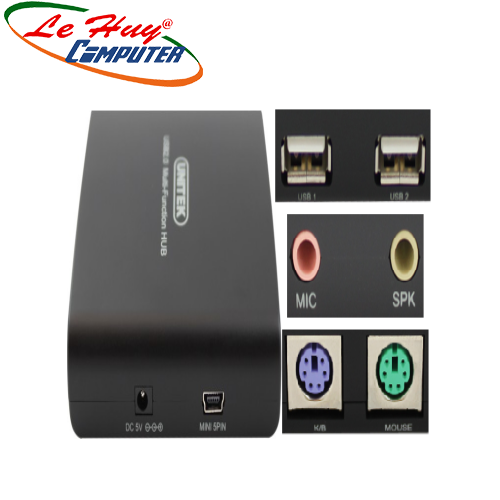Hub USB 2.0 2 Ports + 2 PS2 + MIC-SPK Unitek (Y - 2091)