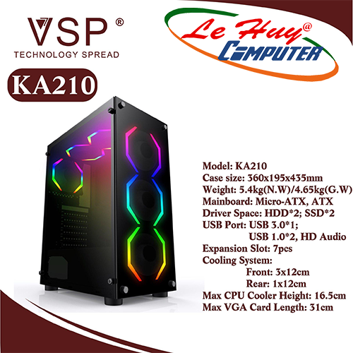 Vỏ máy tính VSP KA210 NEBULA Kính cường lực