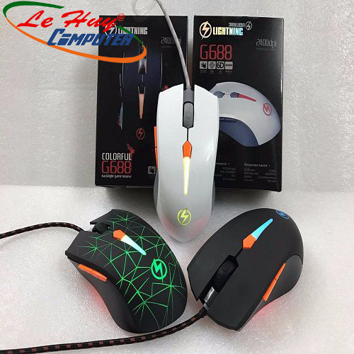 Chuột máy tính Lingtning GX688 Logo 7 màu tự thay đổi