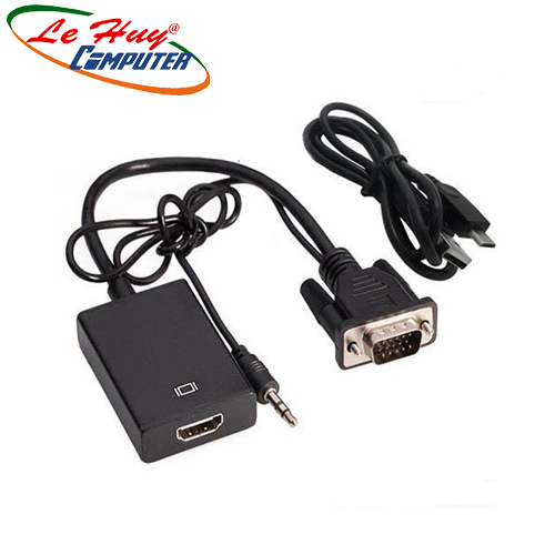 Cáp chuyển đổi tín hiệu từ VGA sang HDMI có âm thanh + Cáp Micro USB cấp nguồn