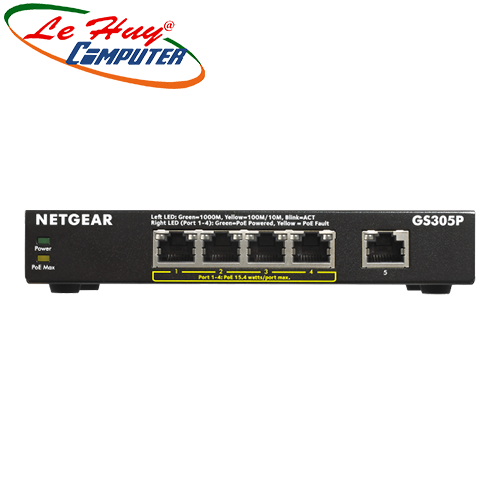 Thiết bị chuyển mạch Switch NETGEAR GS305P 5 Port Gigabit Ethernet Unmanaged Switch with 4-Port PoE