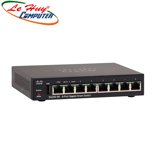 Thiết bị chuyển mạch Switch CISCO SG250-08 8-Port Gigabit Smart