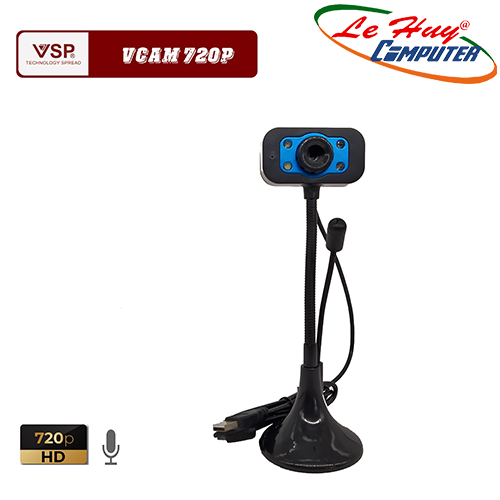 Webcam VSP 720p HD Chân Cao Có Mic Có Đèn