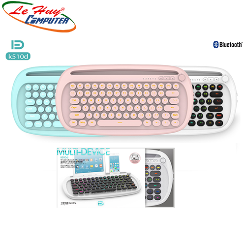 Bàn phím FD K510d Mini tích Hợp USB Dây + Bluetooth + Pin Sạc + LED