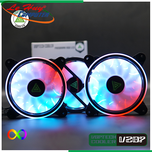Bộ Kit 3 Fan VSPTECH V207 LED ARGB(12cm)-( 01 Hộp có 3 Fan / Hub / Remote )