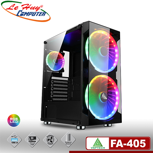 Vỏ máy tính VSP FA-405 eSPORT (Có Sẵn 2 Fan 20cm LED ARGB)