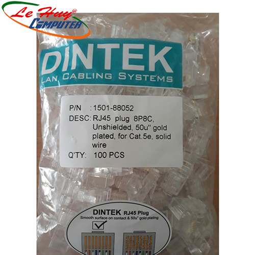 Đầu bấm dây mạng RJ45 Dintek CAT5 UTP 1501-88052 chính hãng