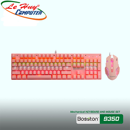 Combo phím và chuột cơ Bosston EK9350 Màu Hồng
