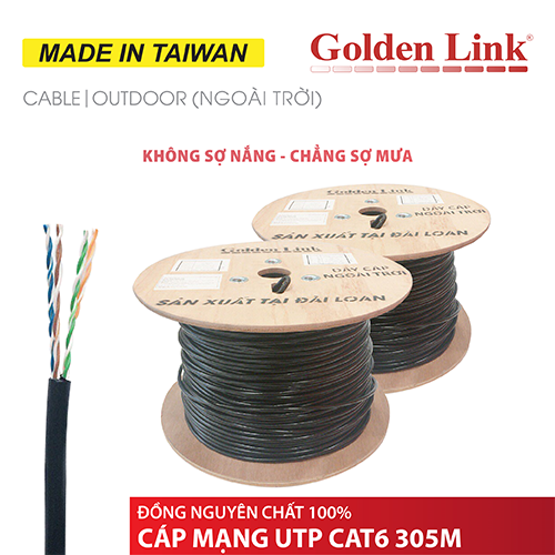 CÁP MẠNG GOLDEN LINK - 305m UTP CAT6 ngoài trời đồng nguyên chất MADE IN TAIWAN