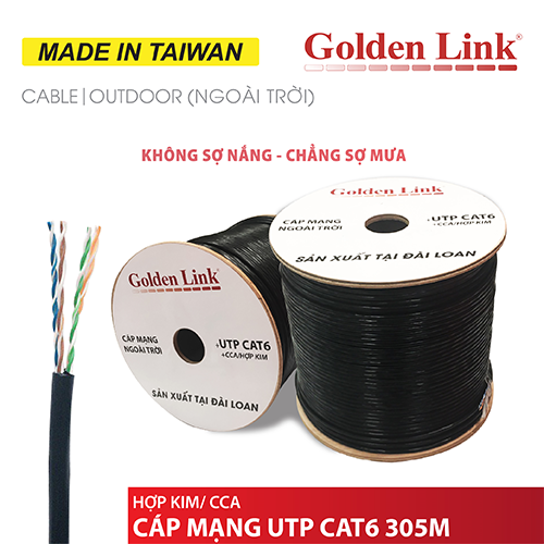 CÁP MẠNG GOLDEN LINK - 305m UTP CAT6 Platinum ngoài trời MADE IN TAIWAN