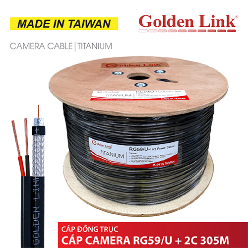 CÁP CAMERA, CÁP ĐỒNG TRỤC RG59/U+2C 305M MADE IN TAIWAN