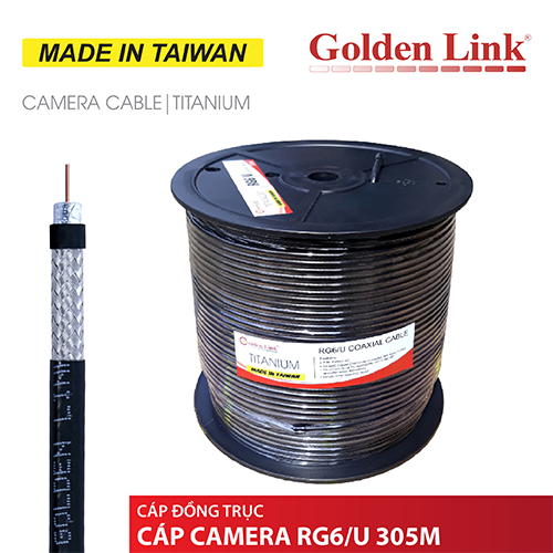 CÁP ĐỒNG TRỤC, CÁP CAMERA GOLDENLINK RG6/U 305M MADE IN TAIWAN