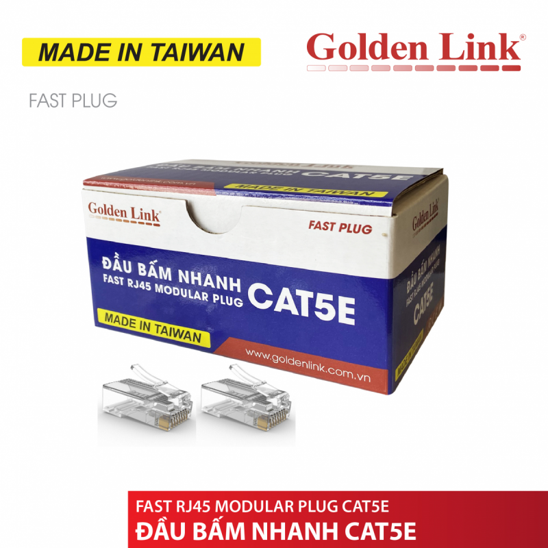Đầu bấm mạng Nhanh(xuyên thấu) CAT5E Golden Link TAIWAN GL-20055E