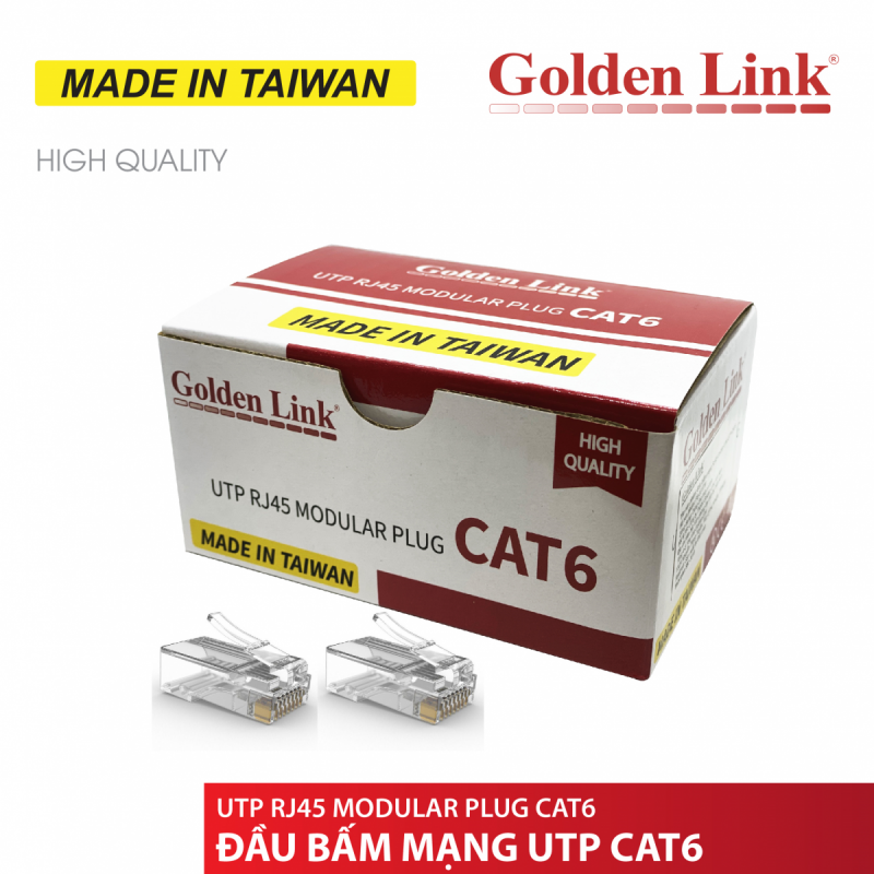 Đầu bấm dây mạng RJ45 Goldenlink CAT6 UTP