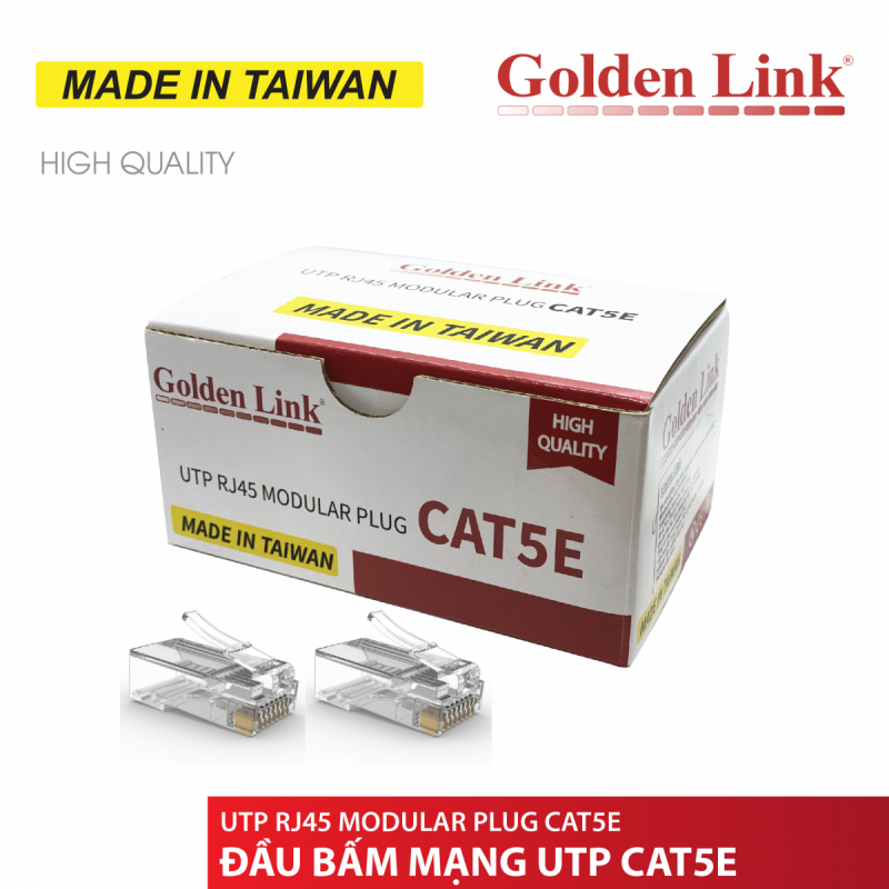 Đầu bấm dây mạng RJ45 Goldenlink CAT5E UTP