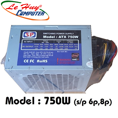 Nguồn máy tính SP 750W BH 12 Tháng