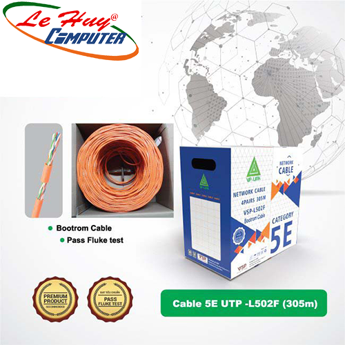 Cáp Mạng VP-LINK Cat 5E UTP VSP-L502F 305m Chuyên Bootrom (Dây dù trợ lực)