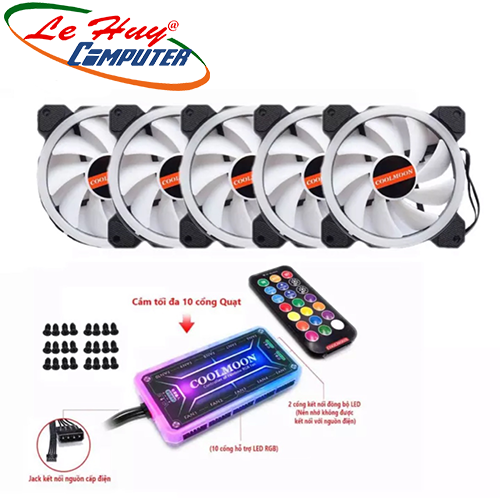 BỘ FAN CASE COOLMOON RGB 5 FAN + HUB Điều Khiển