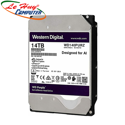 Ổ Cứng HDD Western Purple 14TB 3.5 inch, 7200RPM, SATA3, 512MB Cache (WD140PURZ)