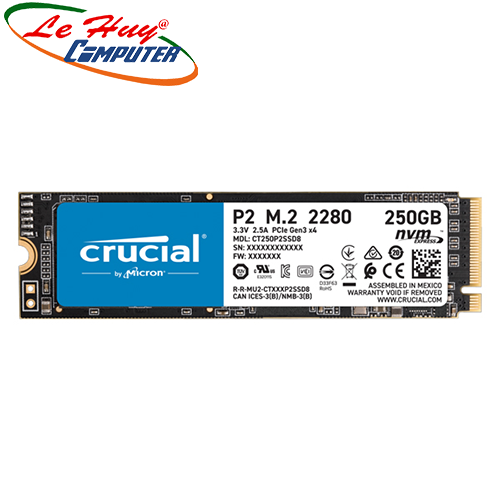 Ổ cứng SSD Crucial P2 250GB NVMe 3D-NAND M.2 PCIe Gen3 x4 CT250P2SSD8