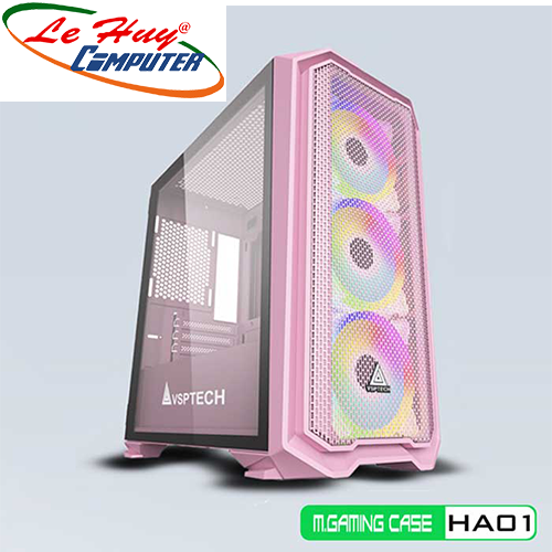Vỏ máy tính VSP GAMING HA01 Pink (No Fan)