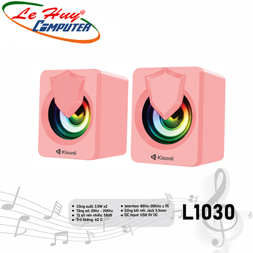 Loa vi tính 2.0 Kisonli L-1030 Pink LED