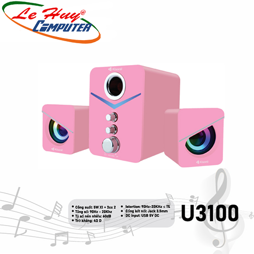 Loa vi tính 2.1 Kisonli U-3100 Pink LED