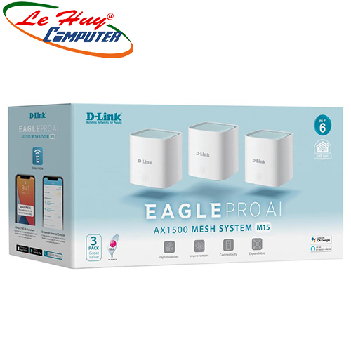 Thiết bị mạng - Router D-Link mesh M15 3-Pack AX1500 AGLE PRO AI Wi-Fi 6