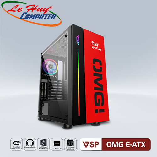 Vỏ máy tính VSP OMG E-ATX Đỏ Đen Led (No Fan)