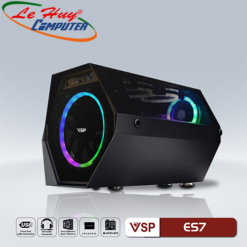 Vỏ máy tính VSP E-ROG ES7 Black Gaming (Kèm bộ fan 20cm và fan 12cm)
