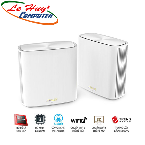Thiết bị mạng - Router WIFI ASUS XD6 (W-2-PK) Mesh wifi 6 Chuẩn AX5400