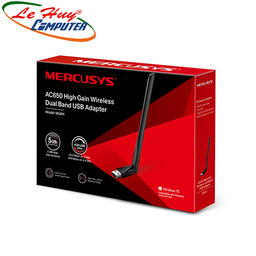Bộ thu sóng Wifi USB Mercusys MU6H AC650 2 băng tần