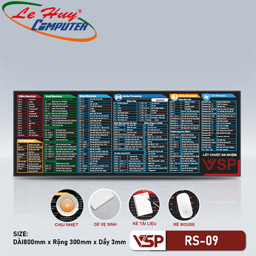 Bàn di chuột VSP RS-09 Đa Nhiệm (300x800x3mm)