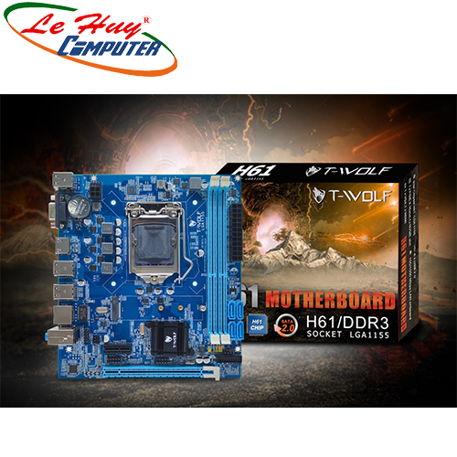 Mainboard T-WOLF H61 Chính Hãng (VGA + HDMI - SSD M.2 chuẩn PCIe)+Tặng Mouse T-Wolf V12
