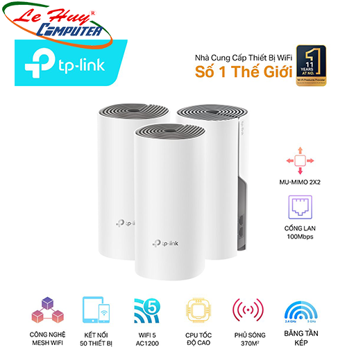 Thiết bị mạng - Router Wifi Deco E4 - Bộ 3 thiết bị Wifi Mesh AC1200