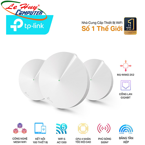 Thiết bị mạng - Router Wifi Deco M5 - Bộ 3 thiết bị Wifi Mesh AC1300 - Có thể mở rộng hệ thống