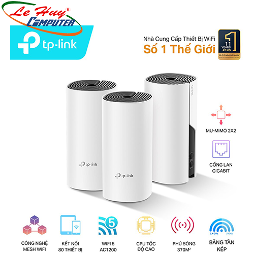 Thiết bị mạng - Router Wifi Deco M4 - Bộ 3 thiết bị Wifi Mesh AC1200 - Có thể mở rộng hệ thống
