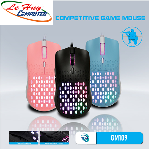 Chuột máy tính Gaming Bosston GM109 RGB (Đen/Hồng/Xanh)