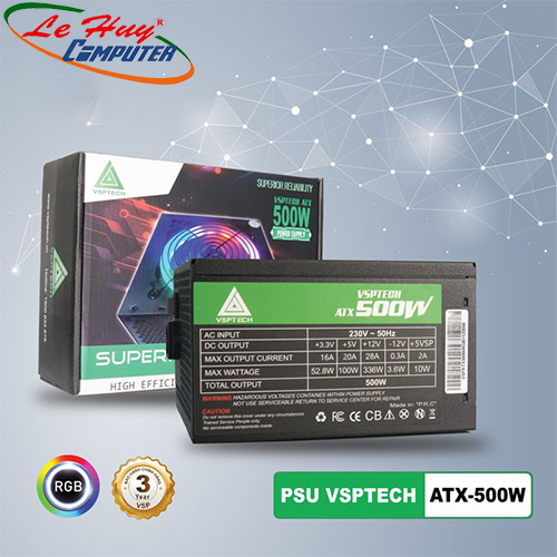Nguồn máy tính VSP ATX 500W - LED RGB