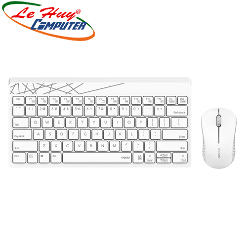 Combo Phím Chuột Không Dây Rapoo 8000M Trắng (Bluetooth,USB Receiver)